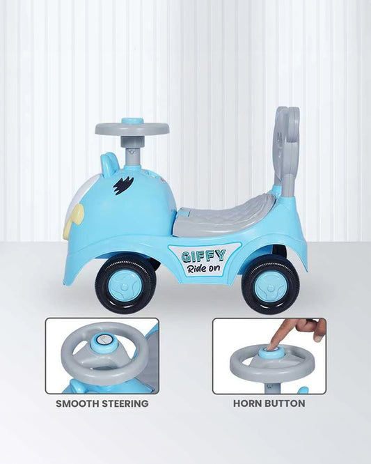 R for Rabbit Giffy Baby Ride on-Inbuilt Music-Smooth Steering-Rear Brake System-1Y to 3Y (Upto 20Kg)-Blue