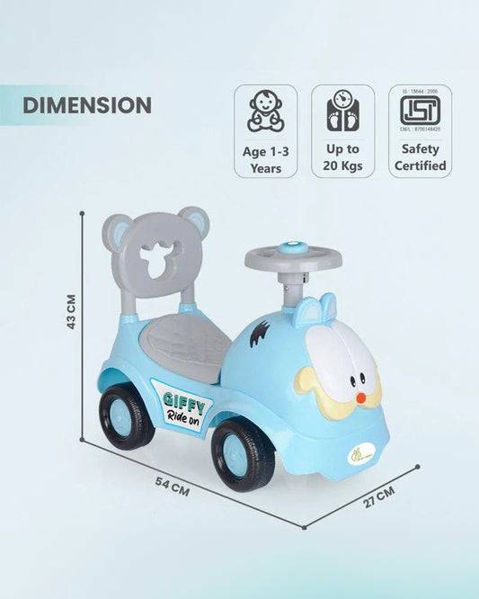 R for Rabbit Giffy Baby Ride on-Inbuilt Music-Smooth Steering-Rear Brake System-1Y to 3Y (Upto 20Kg)-Blue