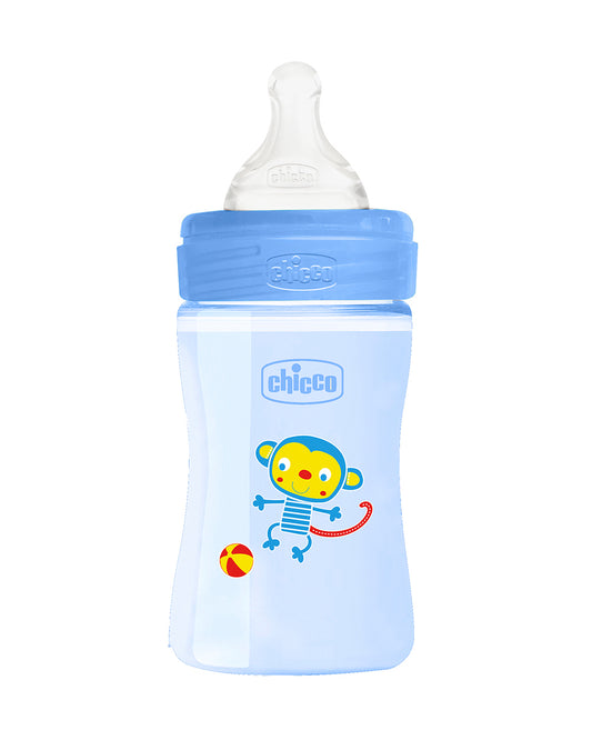 Chicco Well Being Feeding Bottle-Anti Colic-Slow Flow-150 ml-Blue-0M+