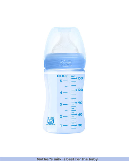 Chicco Well Being Feeding Bottle-Anti Colic-Slow Flow-150 ml-Blue-0M+