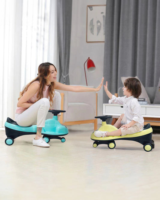 R for Rabbit Iya Iya Zippy Twister & Swing car-Wide Seating Area-With PU Wheels-3Y+ (Upto 75Kg)-Lake Blue