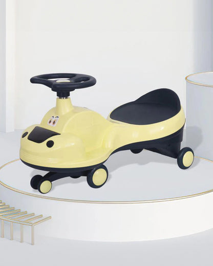 R for Rabbit Iya Iya Zippy Twister & Swing car-Wide Seating Area-With PU Wheels-3Y+ (Upto 75Kg)-Yellow