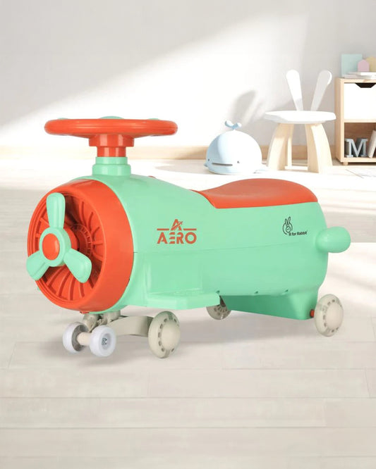 R for Rabbit Iya Iya Aero Twister & Swing car-Transforms Into Push Ride-on-With PU LED Wheels-2Y+ (Upto 75Kg)-Green Orange