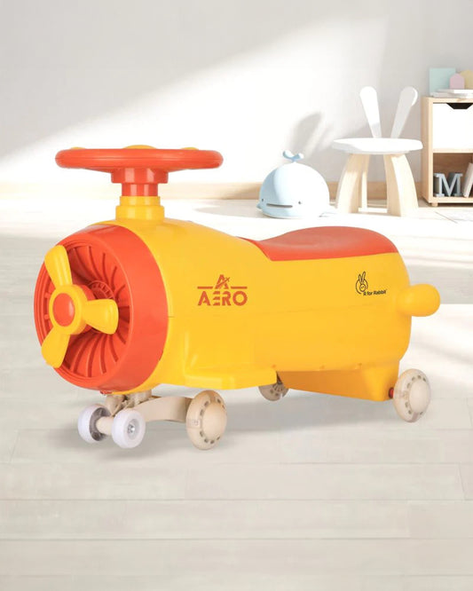 R for Rabbit Iya Iya Aero Twister & Swing car-Transforms Into Push Ride-on-With PU LED Wheels-2Y+ (Upto 75Kg)-Yellow Orange