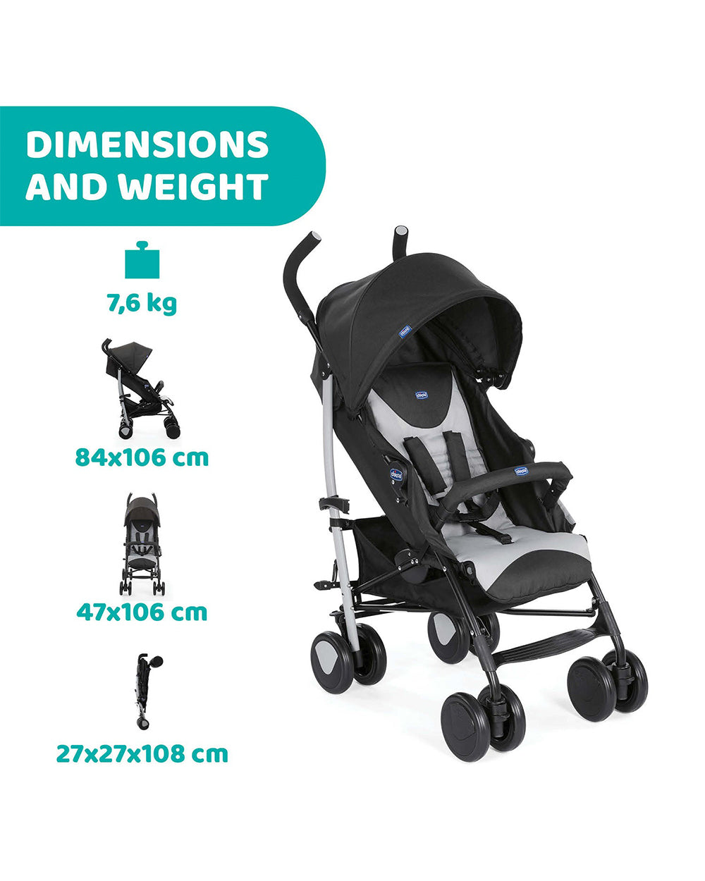 chicco echo stroller black Chicco Echo Baby Stroller-Soft Padded Bumper Bar-Compact Umbrella Fold-For 0M+ (Upto 22Kg)-Stone Black-Extra 5% Off – duckduckbaby