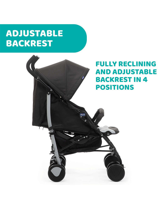 Chicco Echo Baby Stroller-Soft Padded Bumper Bar-Compact Umbrella Fold-For 0M+ (Upto 22Kg)-Stone Black