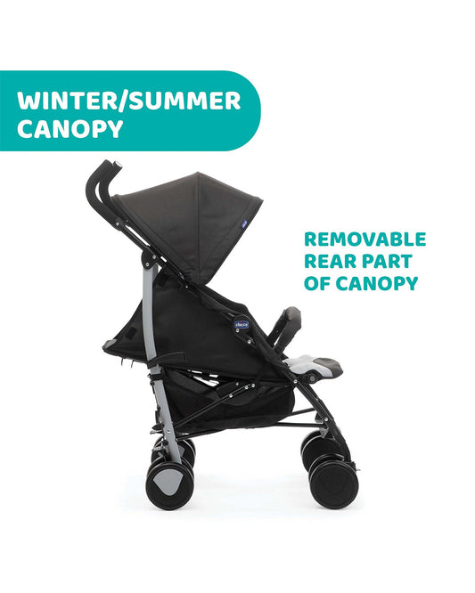 Chicco Echo Baby Stroller-Soft Padded Bumper Bar-Compact Umbrella Fold-For 0M+ (Upto 22Kg)-Stone Black