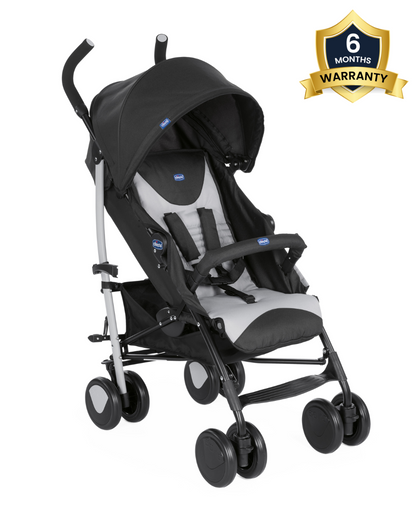 Chicco Echo Baby Stroller-Soft Padded Bumper Bar-Compact Umbrella Fold-For 0M+ (Upto 22Kg)-Stone Black