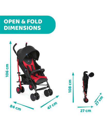 Chicco Echo Baby Stroller-Soft Padded Bumper Bar-Compact Umbrella Fold-For 0M+ (Upto 22Kg)-Scarlet Red