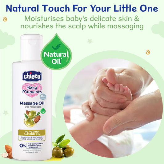 Chicco Baby Moments Baby Massage Oil-With Olive & Almond Oil