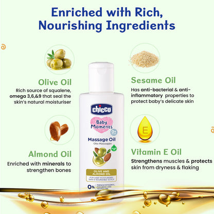 Chicco Baby Moments Baby Massage Oil-With Olive & Almond Oil