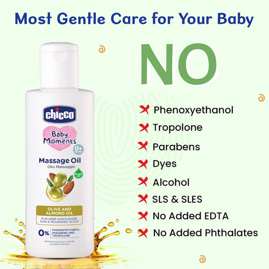 Chicco Baby Moments Baby Massage Oil-With Olive & Almond Oil