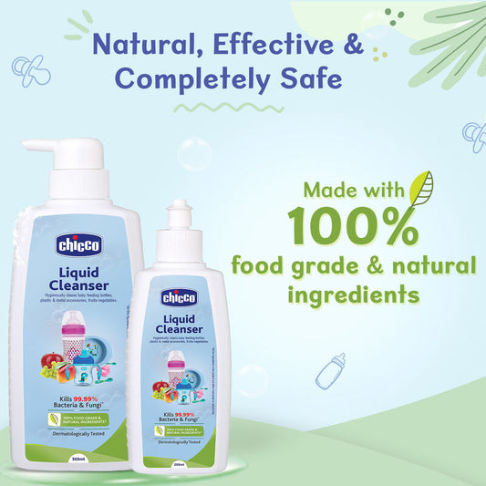 Chicco Liquid Multipurpose Cleanser Bottle-Baby Safe-Kills 99.9% Bacteria & Fungi-Dermatologically Tested