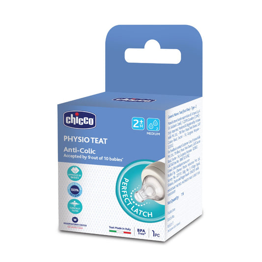 Chicco Physio Teat-Advanced Anti Colic Effect-2M+-Medium Flow-Feeding Bottle Nipple