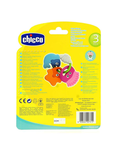 Chicco Gums Rubbing Fishes Rattle Teether-Multi Textured & Easy to Grasp