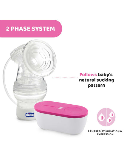 Chicco Portable Electric Breast Pump-Dual Phase Technology with 5 Intensity Levels-Comfortable & Compact-USB Rechargeable-Ideal for Home & Travel-Milk Expression Pump