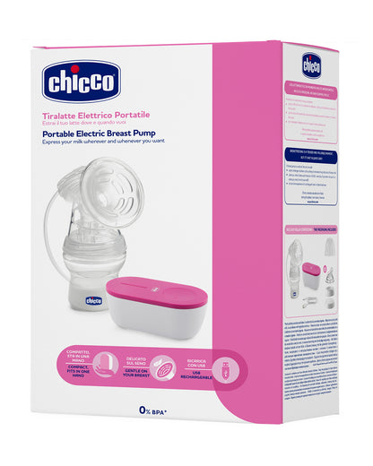 Chicco Portable Electric Breast Pump-Dual Phase Technology with 5 Intensity Levels-Comfortable & Compact-USB Rechargeable-Ideal for Home & Travel-Milk Expression Pump