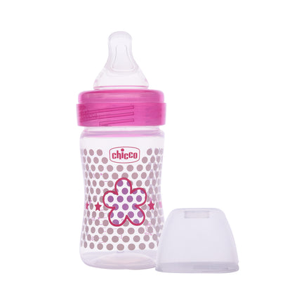 Chicco Well Being Feeding Bottle-Anti Colic-Slow Flow-150 ml-Pink-0M+