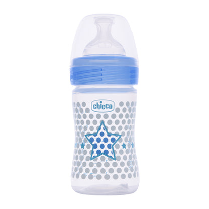 Chicco Well Being Feeding Bottle-Anti Colic System-Slow Flow-150 ml-Blue-0M+