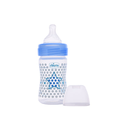 Chicco Well Being Feeding Bottle-Anti Colic System-Slow Flow-150 ml-Blue-0M+