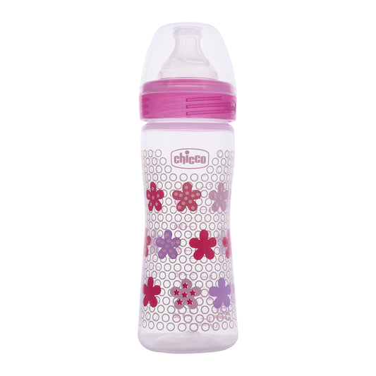 Chicco Well Being Feeding Bottle-Anti Colic-Medium Flow-250 ml-Pink-2M+