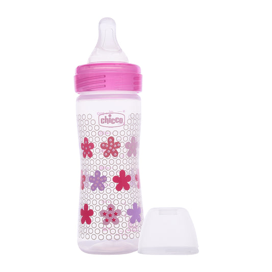 Chicco Well Being Feeding Bottle-Anti Colic-Medium Flow-250 ml-Pink-2M+