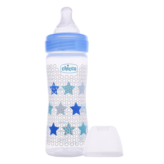 Chicco Well Being Feeding Bottle-Anti Colic-Medium Flow-250 ml-Blue-2M+