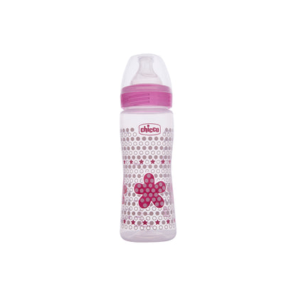 Chicco Well Being Feeding Bottle-Anti Colic-Fast Flow-330 ml-Pink-4M+