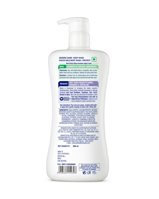 Chicco Baby Moments Mild Body Wash Protect-With Chamomile & Geranium