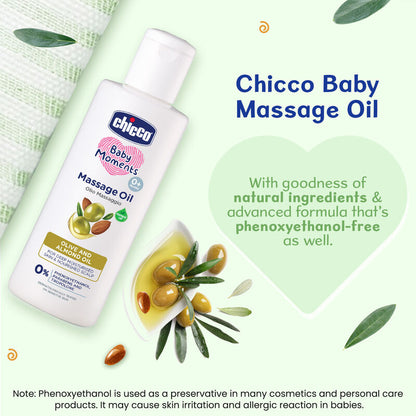 Chicco Baby Moments Baby Body & Hair Massage Oil-With Olive & Almond Oil