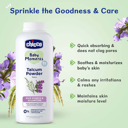 Chicco Baby Moments Baby Powder-With Rice Starch & Allantoin