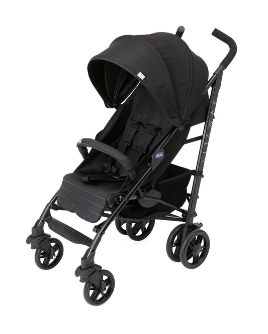 Chicco Lite Way 4 Stroller-Compact Umbrella Fold-Large Canopy-For 0M+ (Upto 22Kg)-Jet Black