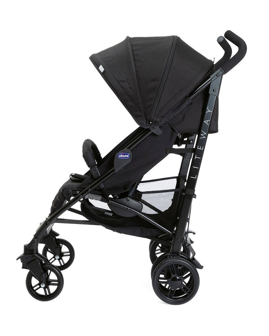 Chicco Lite Way 4 Stroller-Compact Umbrella Fold-Large Canopy-For 0M+ (Upto 22Kg)-Jet Black