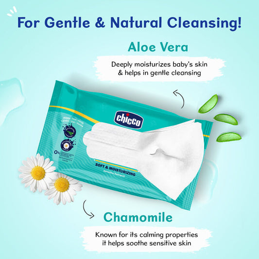 Chicco Baby Wet Wipes-With Aloe Vera & Chamomile