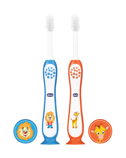 Chicco Baby Toothbrush Set-3 to 8 Year-Blue & Orange