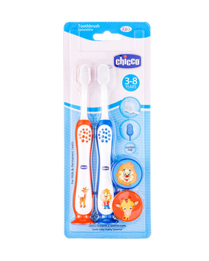 Chicco Baby Toothbrush Set-3 to 8 Year-Blue & Orange