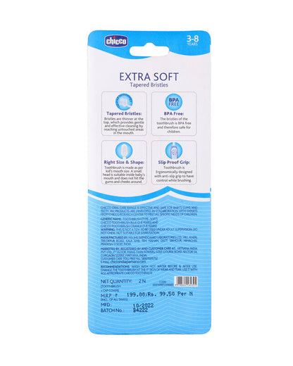 Chicco Baby Toothbrush Set-3 to 8 Year-Blue & Orange