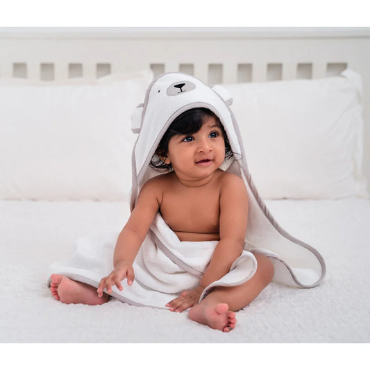 Aariro Hooded Baby Bath Towel-100% Organic Cotton-Blue