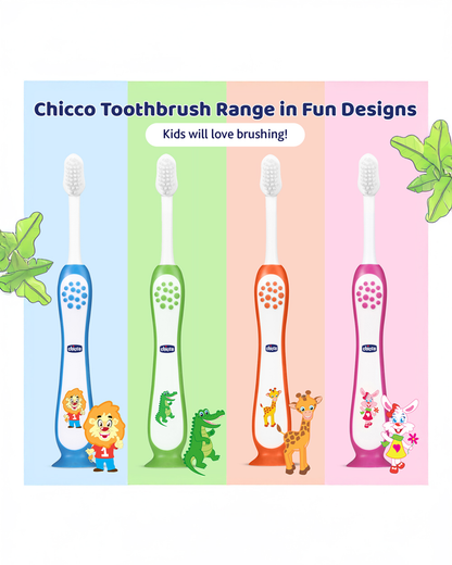 Chicco Baby Toothbrush Set-3 to 8 Year-Blue & Orange