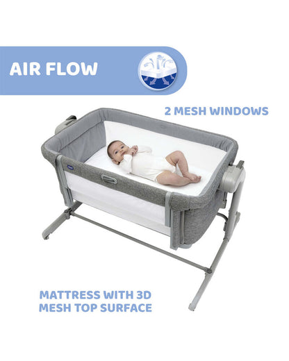 Chicco Next2Me Magic Evo Co-Sleep Crib-With Rocking Mode-Enhanced Ventilation With Mesh Windows-Sliding Barrier System-11 Level Height Adjustments-Dark Grey