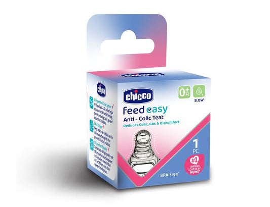 Chicco Feed Easy Teat-Advanced Anti Colic System-0M+-Slow Flow-Feeding Bottle Nipple