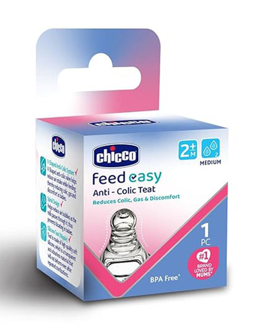 Chicco Feed Easy Teat-Advanced Anti Colic System-2M+-Medium Flow-Feeding Bottle Nipple