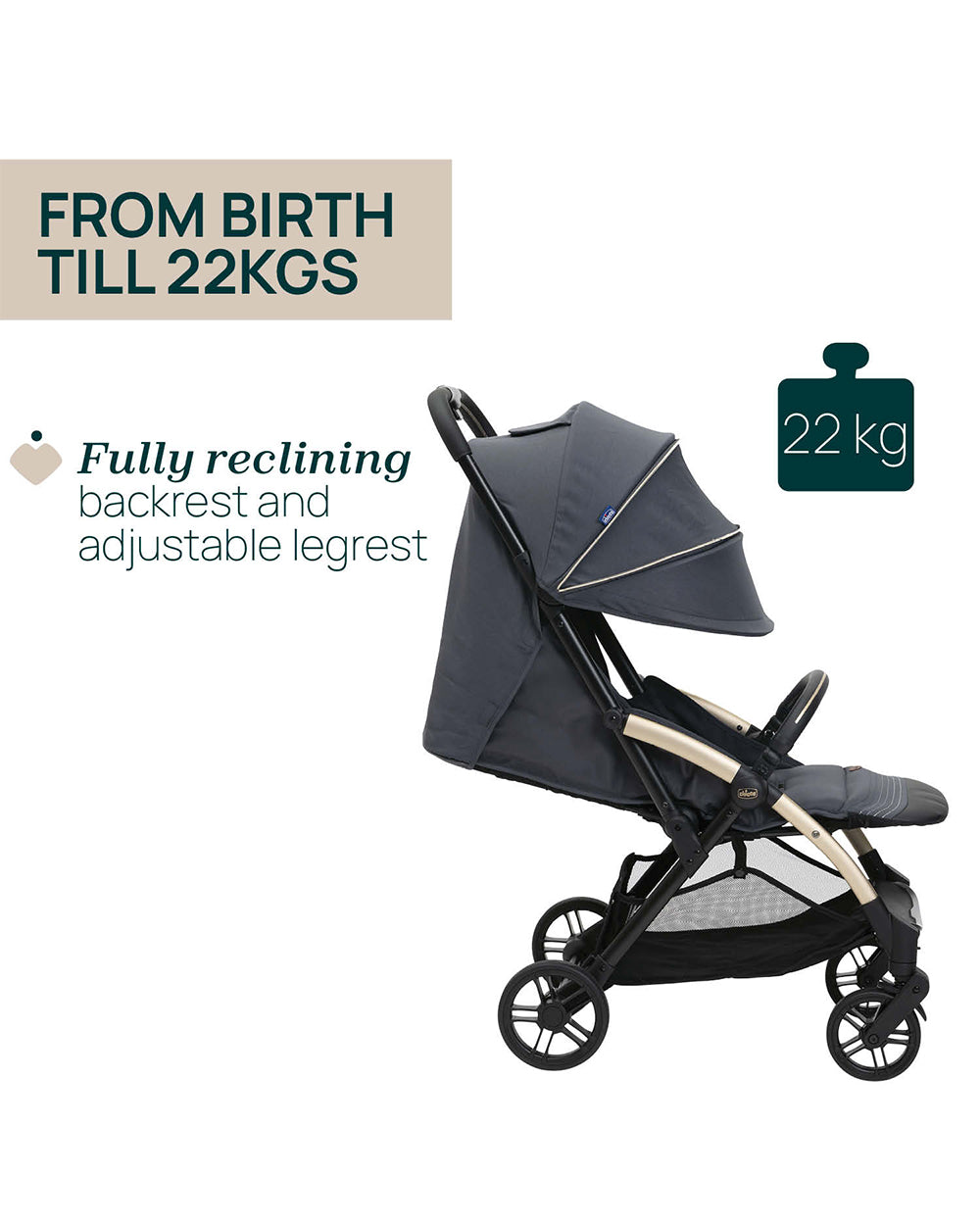 Chico⭐︎ Chicco Goody Xplus Lighweight Stroller-Dark Shadow – duckduckbaby