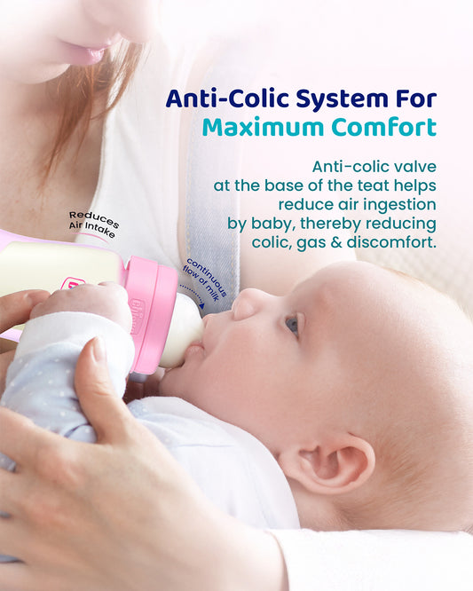 Chicco Feed Easy Feeding Bottle-Anti Colic System-250 ml-Pink-2M+
