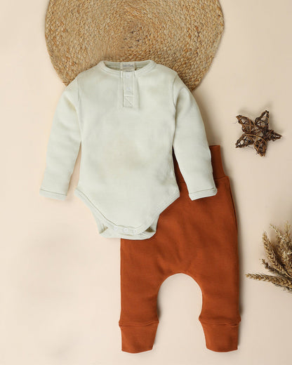 Cot & Candy Baby Oatmeal & Ginger Bodysuit with Pants-Solid-Organic Cotton-For Infants