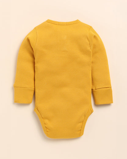 Cot & Candy Baby Mustard & Denim Bodysuit With Pants-Solid-Organic Cotton-For Infants