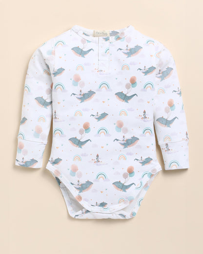 Cot & Candy Baby Time Of Whale & Denim Bodysuit with Pants-Printed-Organic Cotton-For Infants