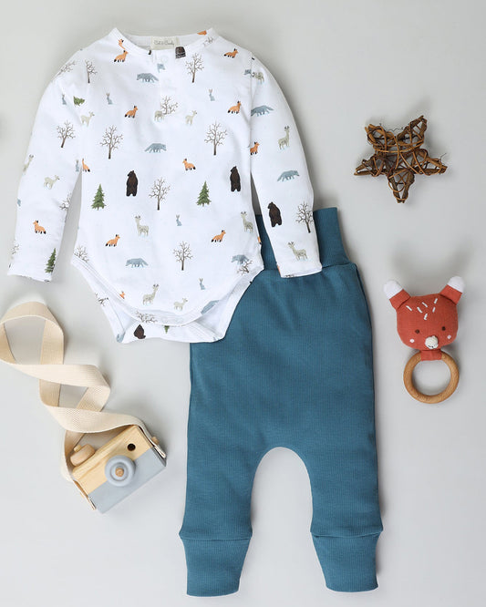 Cot & Candy Baby Wild Forest & Denim Bodysuit with Pants-Printed-Organic Cotton-For Infants