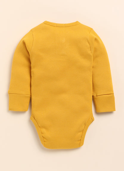 Cot & Candy Baby Yellow Winter Wear Bodysuit-Solid-Organic Cotton-For Infants