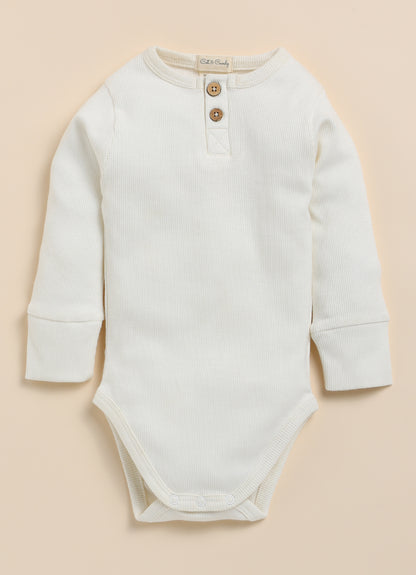 Cot & Candy Baby White & Mustard Winter Wear Bodysuit-Solid-Organic Cotton-Pack of 2-For Infants